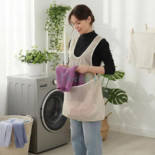 Wearable Laundry Apron Bag with Front Pouch for Pegs & Clothes