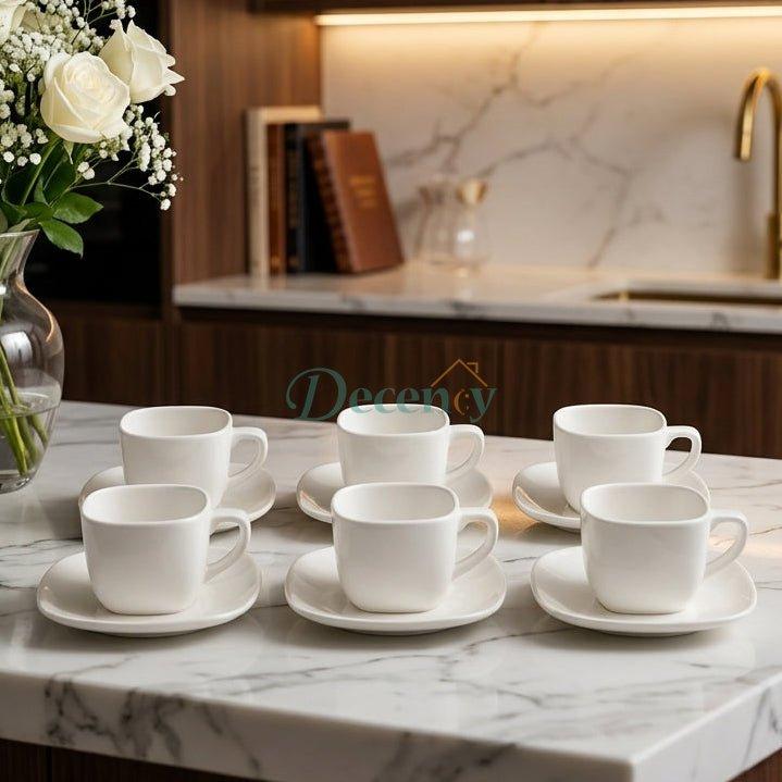 Danny Home Ceramic Cup & Saucer Set 120ml - 6 Pcs