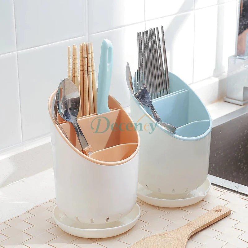 Drain Cutlery Organizer Plastic Spoon Fork Knife Holder Stand