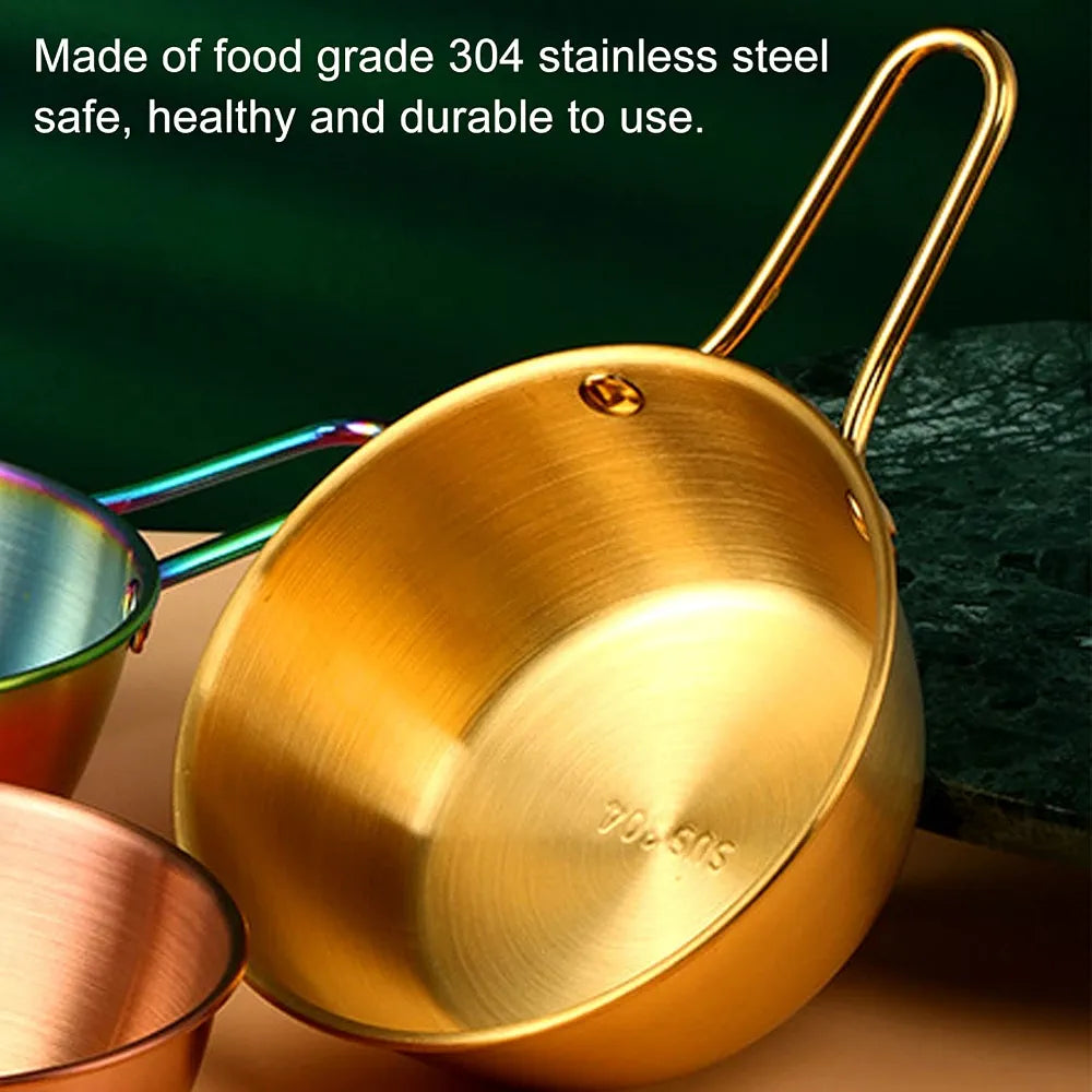 Korean Stainless Steel Gold Makgeolli Bowl with Handle