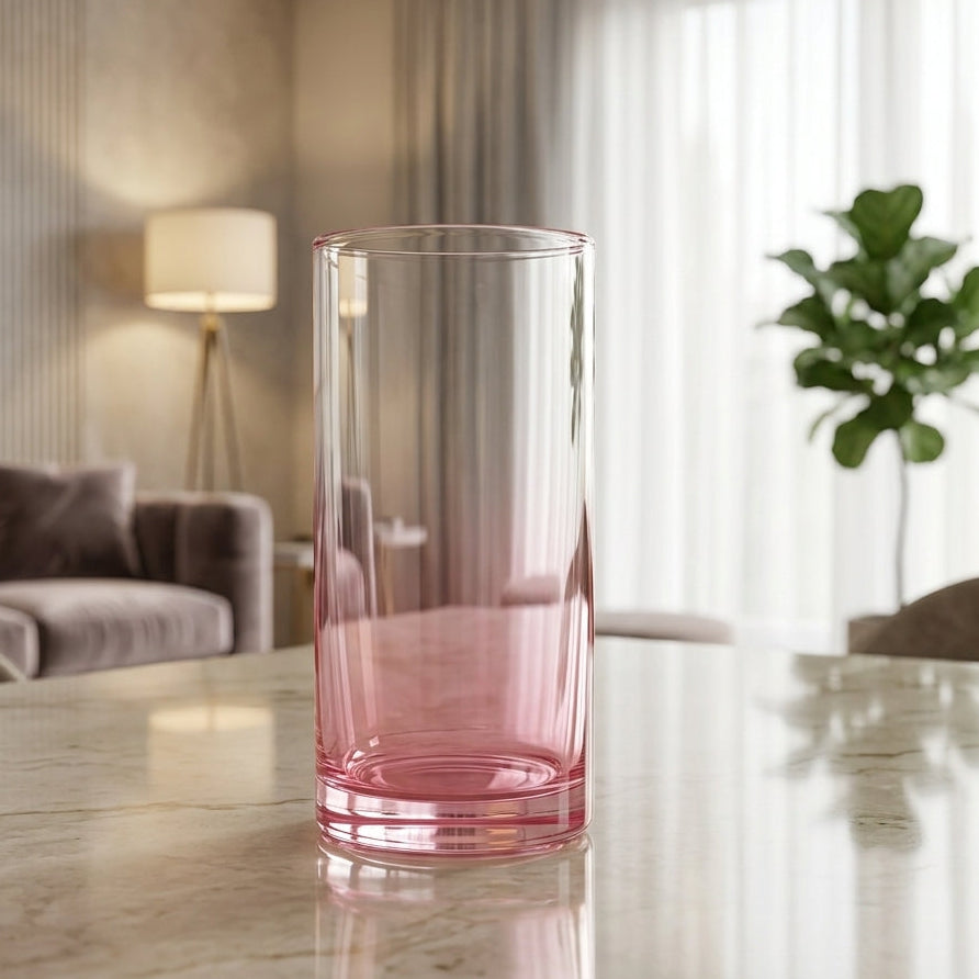 Danny Home Pink Tinted Glass Tumbler 390ml - Highball Water Glass