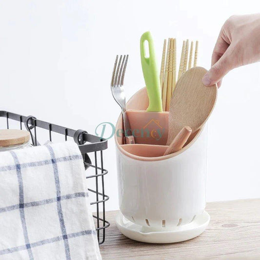 Drain Cutlery Organizer Plastic Spoon Fork Knife Holder Stand
