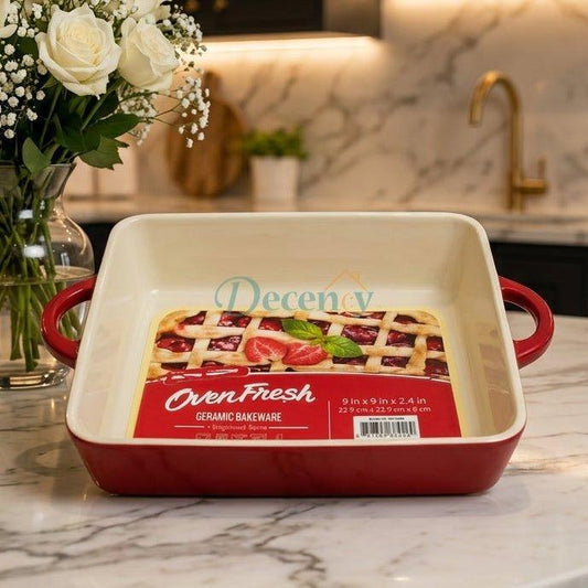 Danny Home 11.5-Inch Ceramic Baking Dish – Square Ovenproof Tray