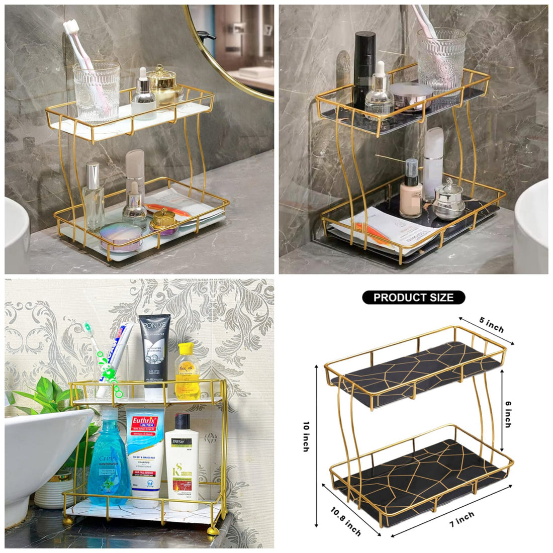 2-Tier Rectangular Golden Vanity Stand Regular priceRs.3,500.00 PKR