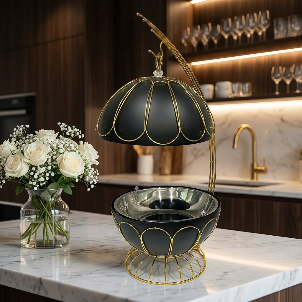Luxury Black & Gold Crown Chafing Dish 8L - Buffet Warmer