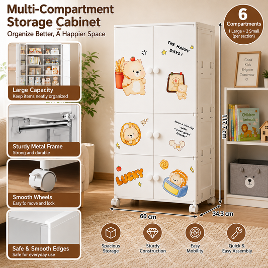 Heavy Duty Baby Cupboard with Cute Cartoon Designs & Knobs