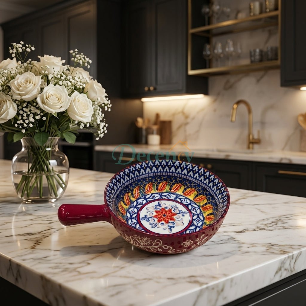 Kashgar Traditional Ceramic Ramen Bowl Set with Handle