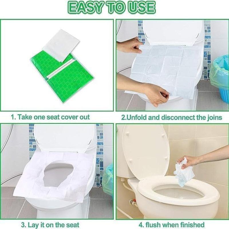 10 Pcs Disposable Flushable Toilet Seat Covers - Hygienic Travel Pack
