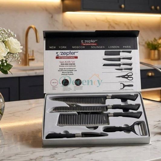 Zepter 6-Piece Stainless Steel Kitchen Knife Set with Box
