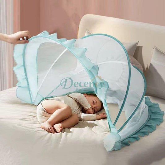 Foldable Baby Mosquito Net Cover for Cot Bed - Light Blue