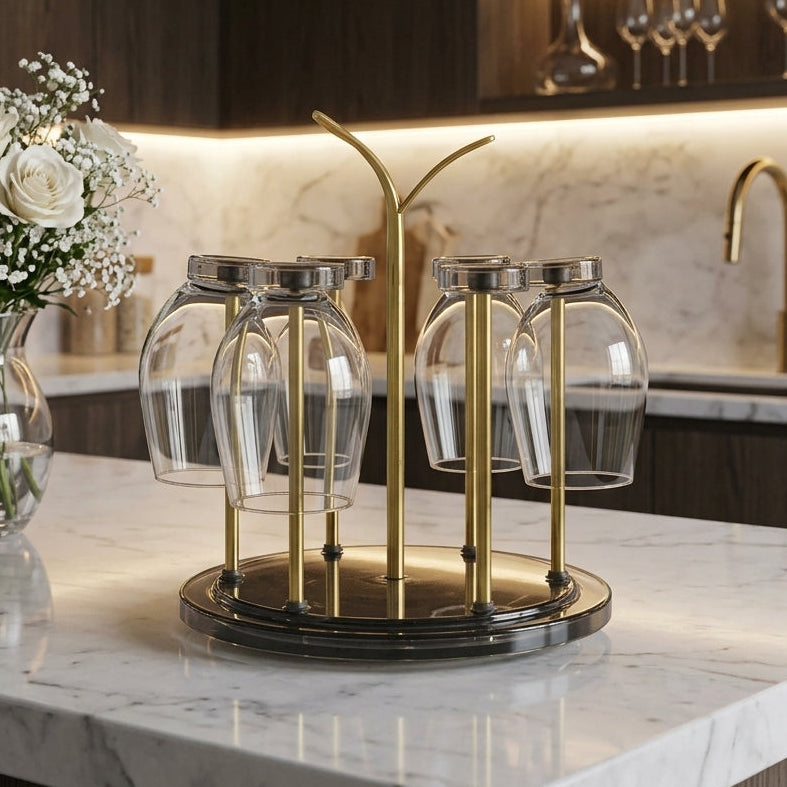 Luxury Gold Glass Holder Stand – Modern Tabletop Organizer