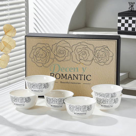 Rose Motif 6-Ceramic Bowl Gift Box