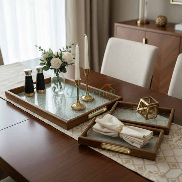 3-Piece Transparent-Look Serving Tray Set