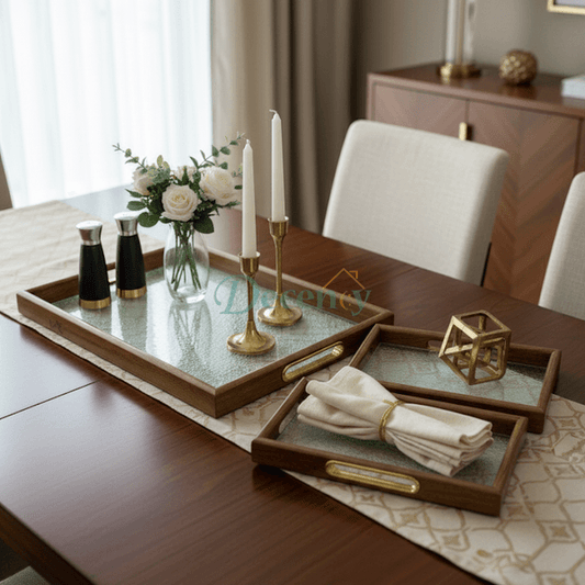 3-Piece Transparent-Look Serving Tray Set