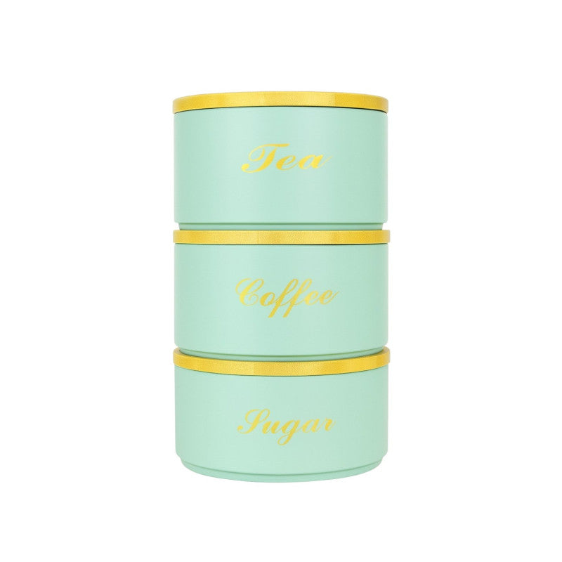 Luxury 3-Piece Round Tin Canister Set – Tea, Sugar & Coffee Storage