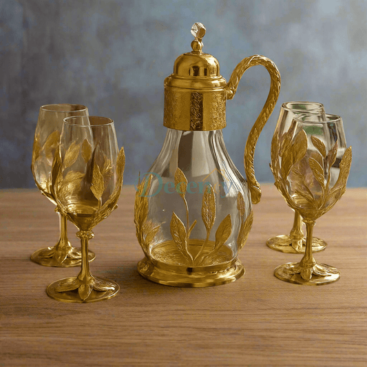 7 Pcs Luxury Golden Leaf Glassware Set ( 2 )