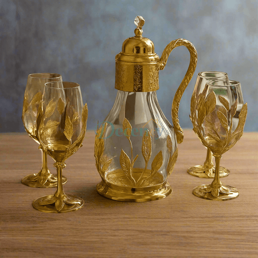 7 Pcs Luxury Golden Leaf Glassware Set ( 2 )