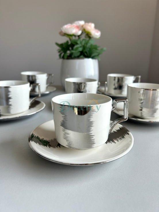 Fine Bone China Cup and Plate (Set of 6)