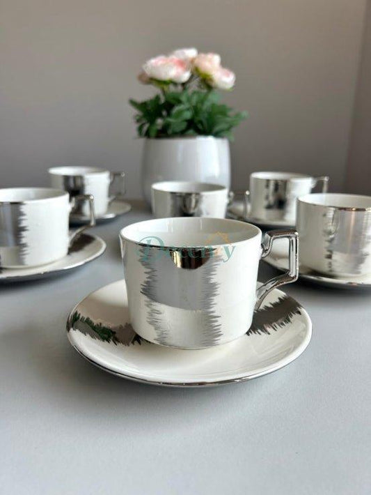Fine Bone China Cup and Plate (Set of 6)