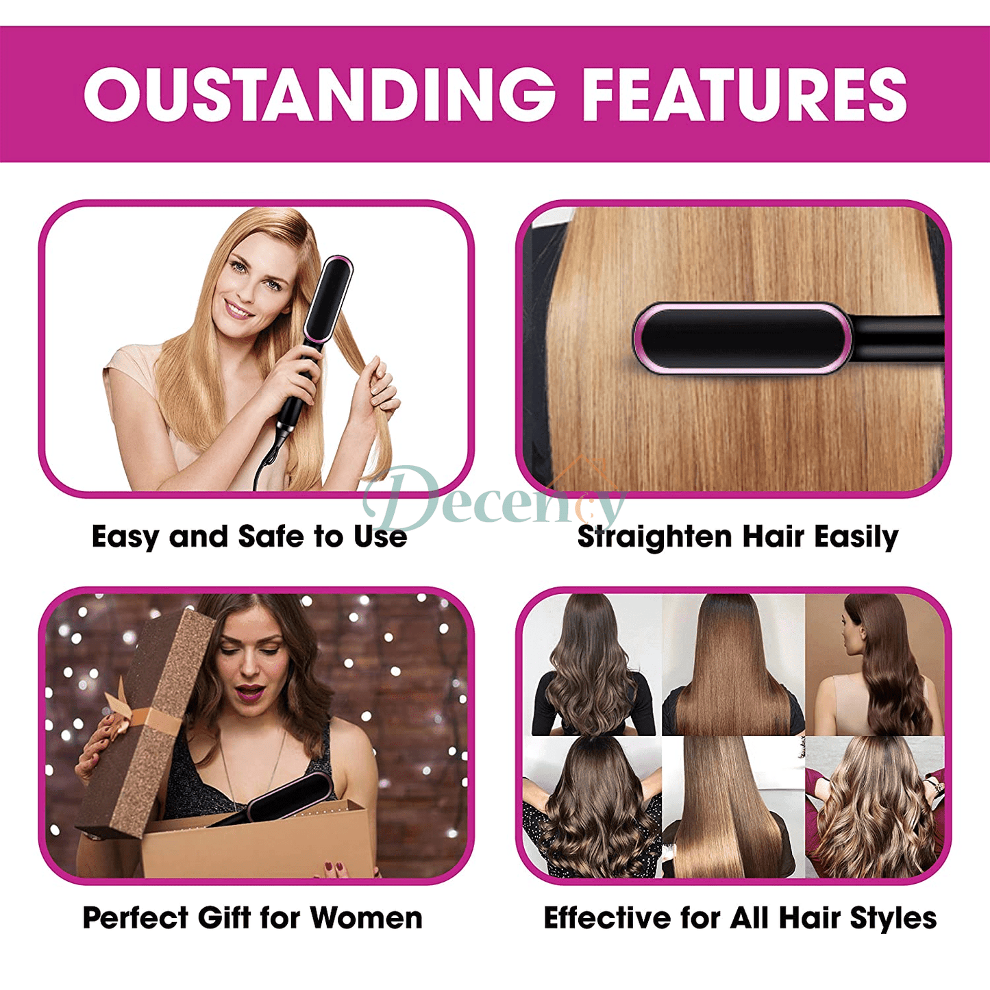 Electric Hair Straightening Brush - Decency