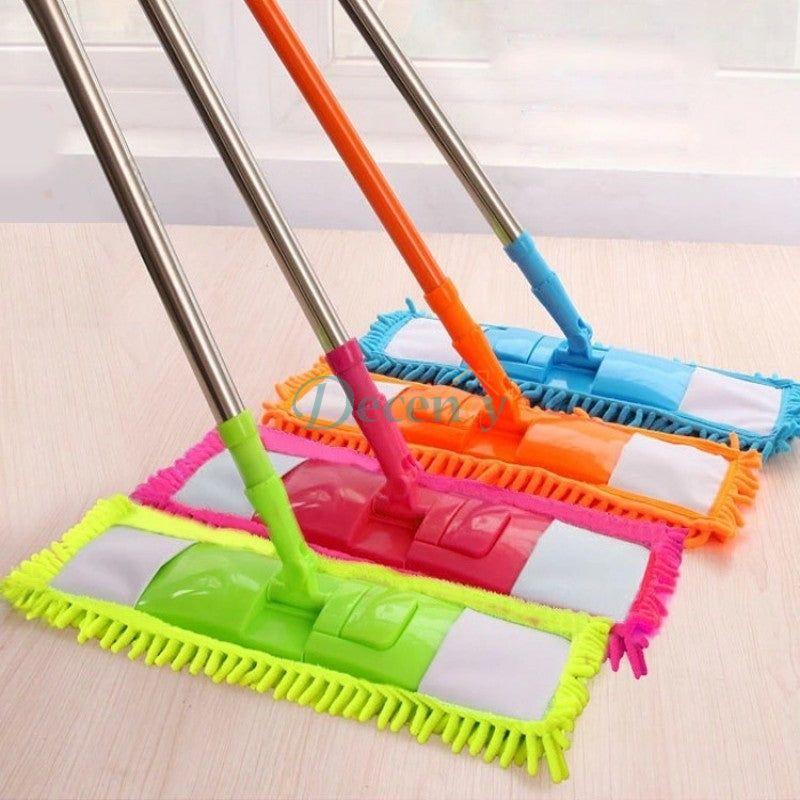 New Flat Microfiber Squeeze Mop With Long Handle Steel Rod - Decency
