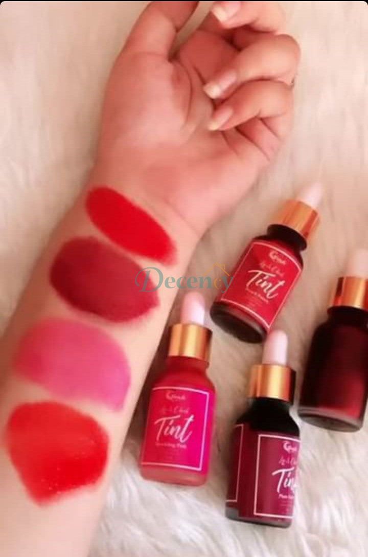 Glaash Lip & Cheek Tint Water Based 15ml - Red Fire | Plum Fatale | Sparkling Pink | Peach Punch - Decency