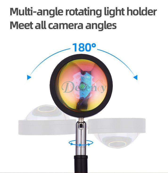 Sunset Lamp Projection Led Lights with Remote, 16 Colors Night Light 360° Rotation Rainbow Lights - Decency