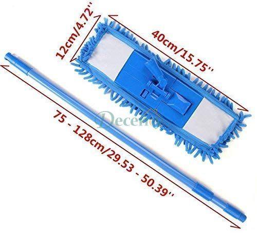 New Flat Microfiber Squeeze Mop With Long Handle Steel Rod - Decency
