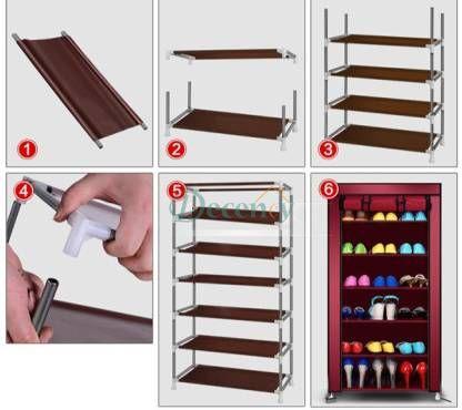 6 Layer Shoe Rack Shelf With Fabric Cover - Decency