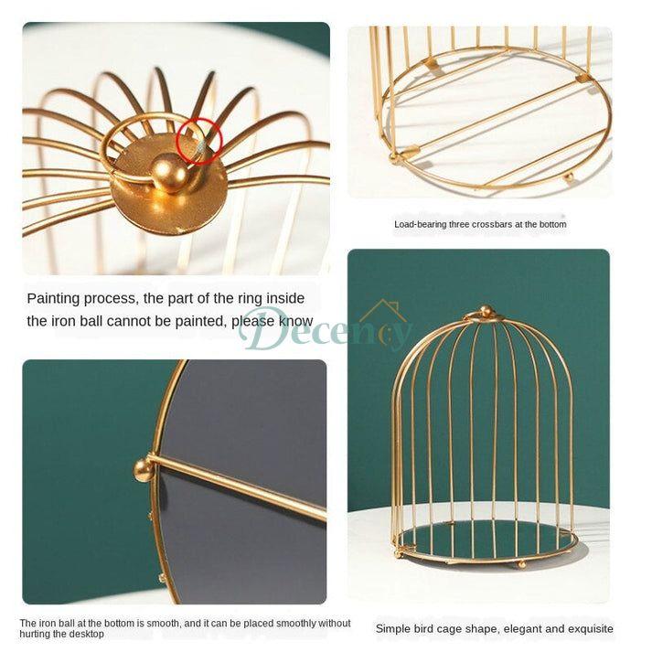 Modern Brass Makeup Organizer Cage With Mirror - Decency