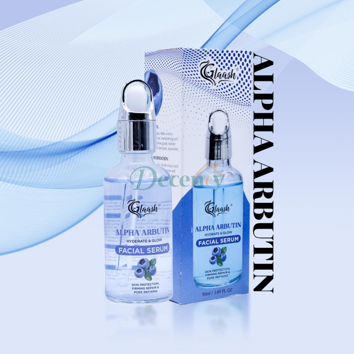 Glaash Facial Serum 50 ml Hyaluronic Acid|Niacinamide|Alpha Arbutin - Decency