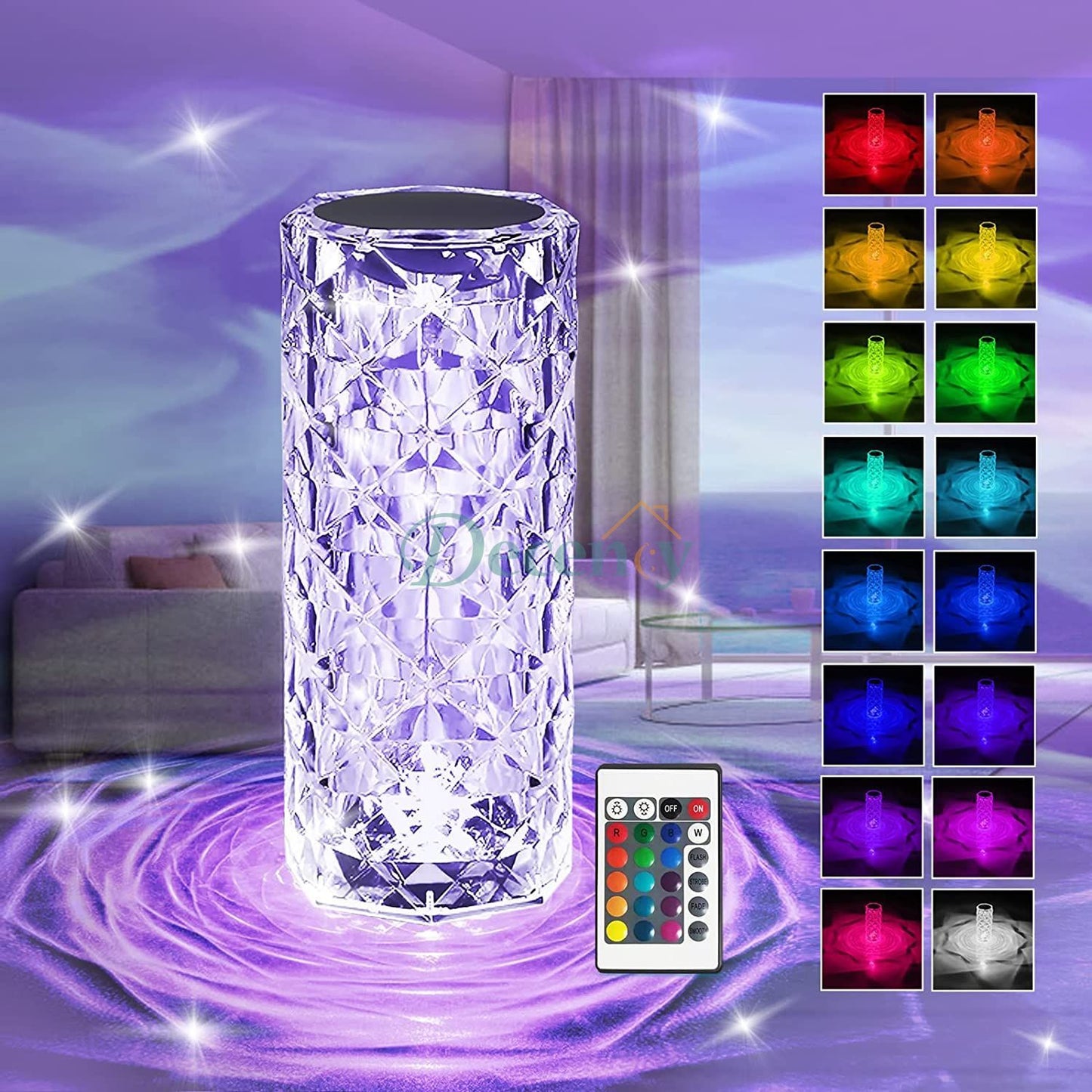Modern Crystal Table Lamps with 16 RGB Color - Decency