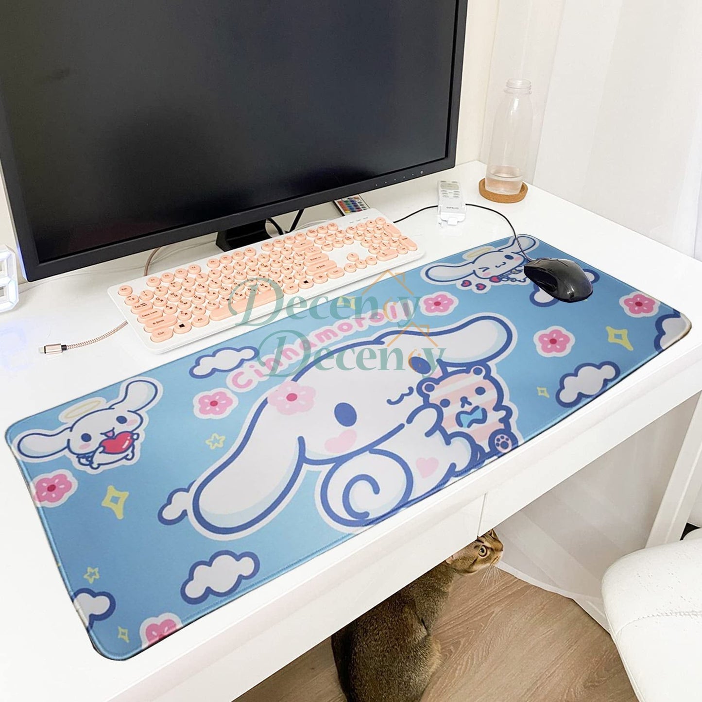 Cute Mouse Pad,Large Gaming Desk Mouse mat Cartoons Keyboard Pad,Laptop Desk Mat for Gaming, Writing, or Home Office Work 32 x 12 - Decency