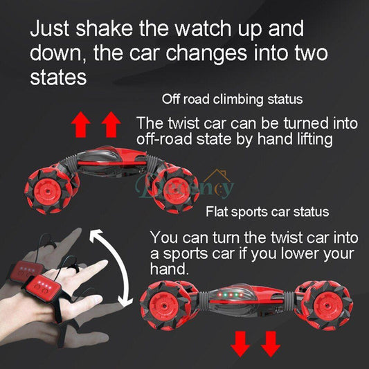 RC Rotatable Stunt Gesture Sensing Twisting Off-Road Vehicle Light Music Car Kids Intelligent Toy - Decency