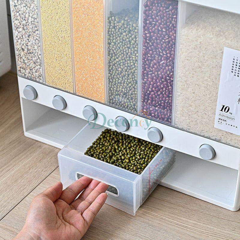 10 Kg Wall Mounted Divided Rice and Cereal Dispenser - Decency