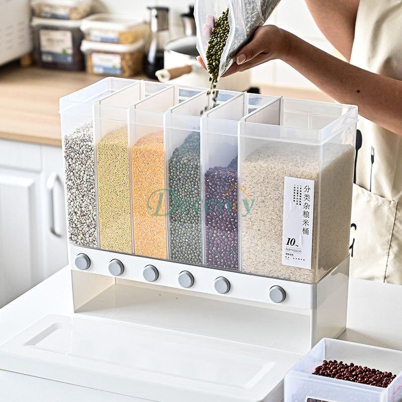 10 Kg Wall Mounted Divided Rice and Cereal Dispenser - Decency