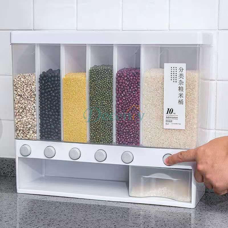10 Kg Wall Mounted Divided Rice and Cereal Dispenser - Decency
