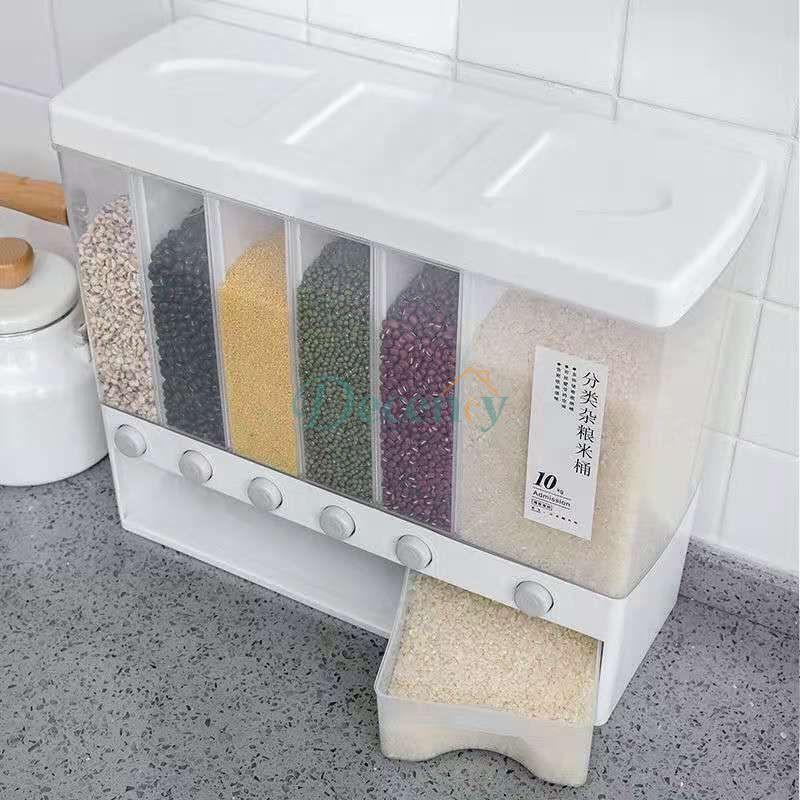 10 Kg Wall Mounted Divided Rice and Cereal Dispenser - Decency