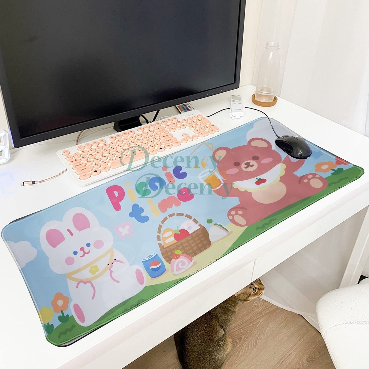 Cute Mouse Pad,Large Gaming Desk Mouse mat Cartoons Keyboard Pad,Laptop Desk Mat for Gaming, Writing, or Home Office Work 32 x 12 - Decency