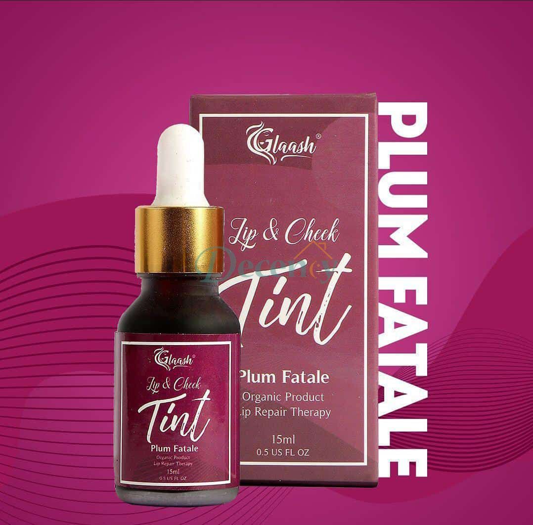 Glaash Lip & Cheek Tint Water Based 15ml - Red Fire | Plum Fatale | Sparkling Pink | Peach Punch - Decency
