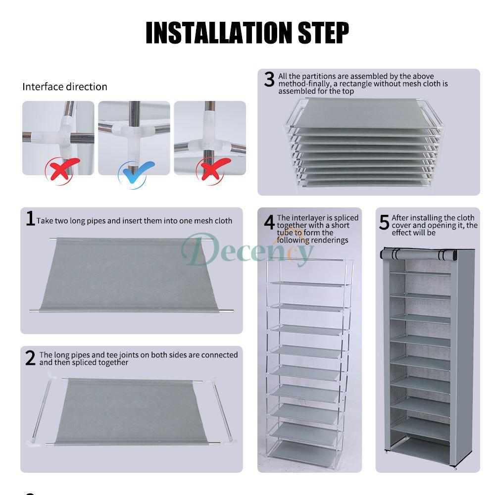 6 Layer Shoe Rack Shelf With Fabric Cover - Decency
