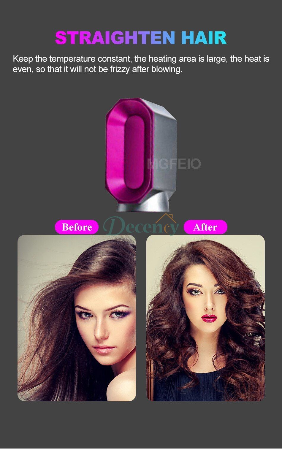 5 In 1 Hair Dryer Styler Air Wrap Brush Professional Electric Hot Air Brush Styling Tool - Decency