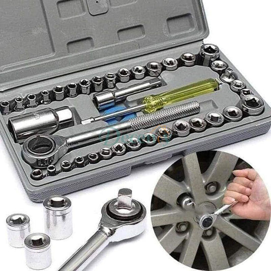 40 Pcs Combination Socket Wrench Set Tool Kit - Decency