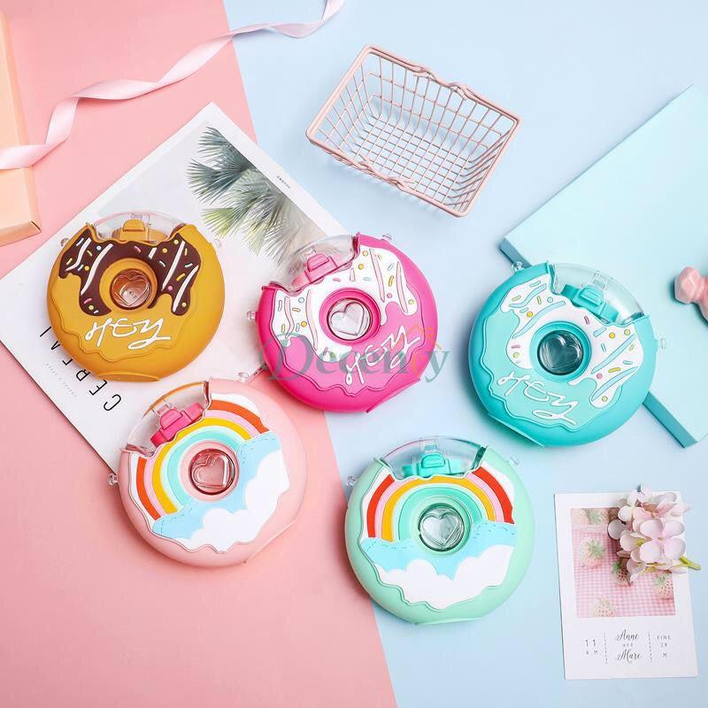 Donuts Water Bottle for Kids Silicone Portable Children Cup with Straw Water Bottle - Decency