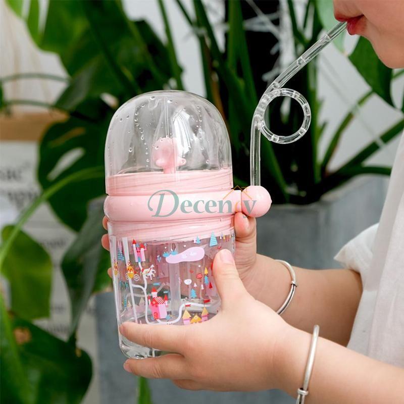 Baby Water Bottle (250ML) Cartoon Whale Children Cup Baby Feeding Bottle Sraw - Decency