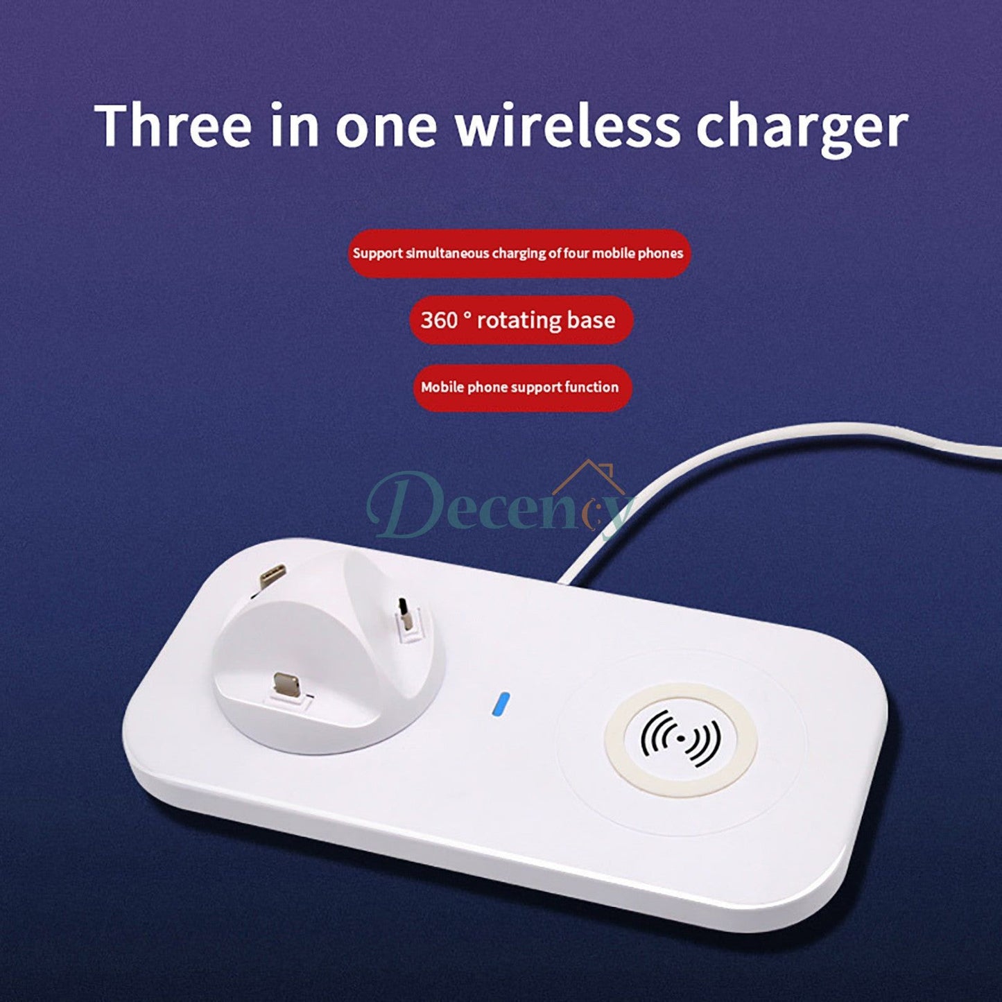 3 In 1 Multi Function Wireless Charger For Phone,Smart Watches And Bluetooth Headphones - Decency