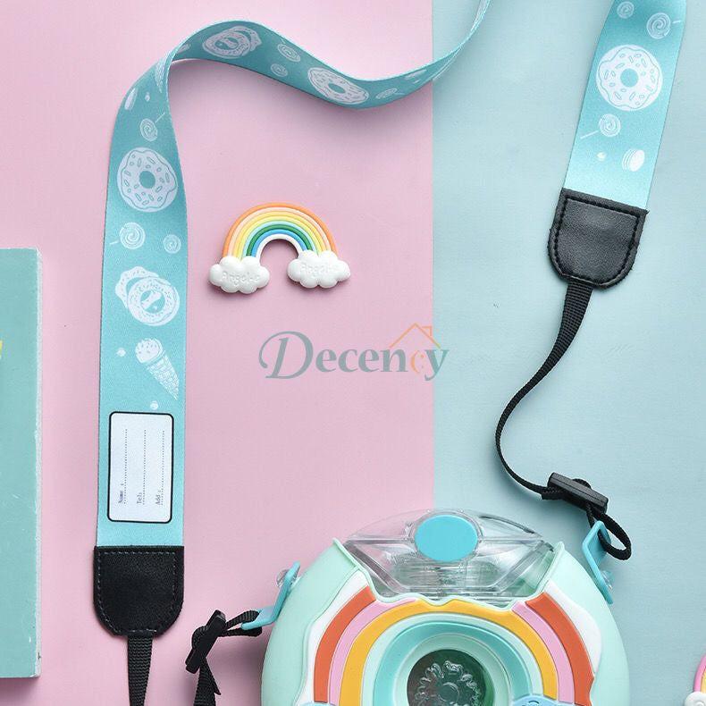 Donuts Water Bottle for Kids Silicone Portable Children Cup with Straw Water Bottle - Decency