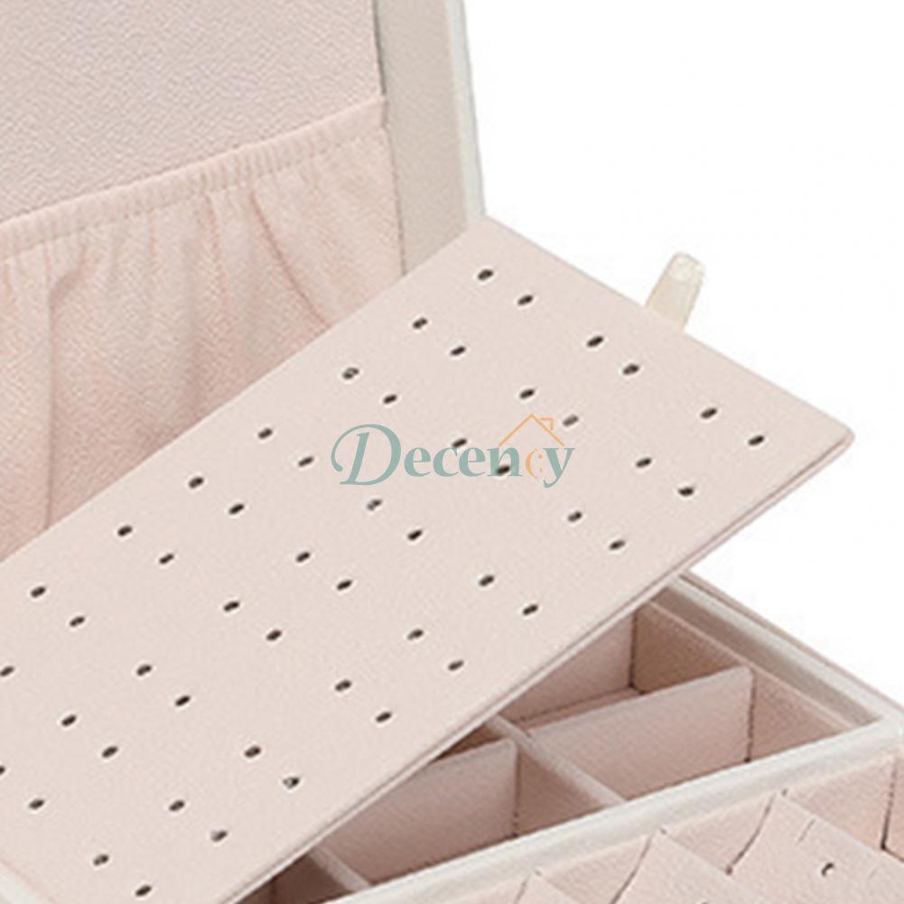 2 Layer Large Travel Jewelry Case , PU Leather Jewellery Holder Organizer with Removable Tray - Decency