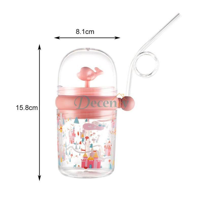 Baby Water Bottle (250ML) Cartoon Whale Children Cup Baby Feeding Bottle Sraw - Decency