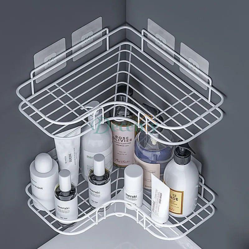 Wall Mounted 3m Sticker Bathroom Shelves Corner Storage Rack - Decency